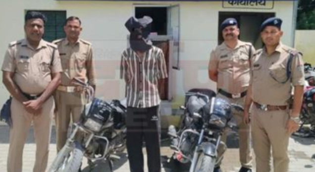 रुद्रपुर_पुलिस ने चोरी की दो मोटरसाइकिलों सहित एक युवक को किया गिरफ्तार