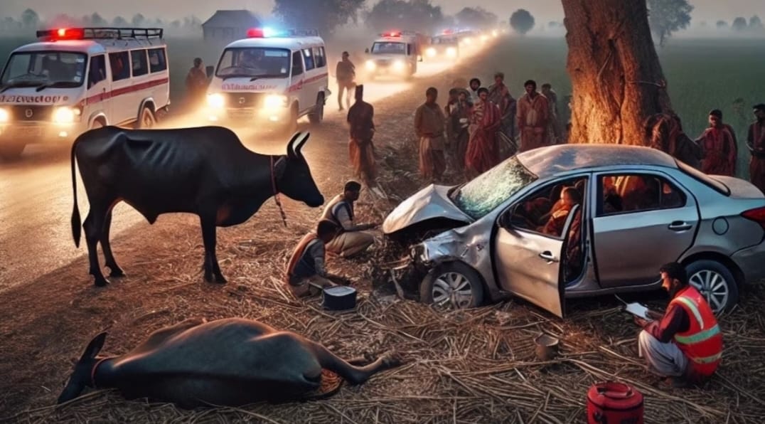 उत्तर प्रदेश के बिजनौर जिले में सड़क दुघर्टना में तीन दोस्तों की दर्दनाक मौत तीन गंभीर रूप से घायल