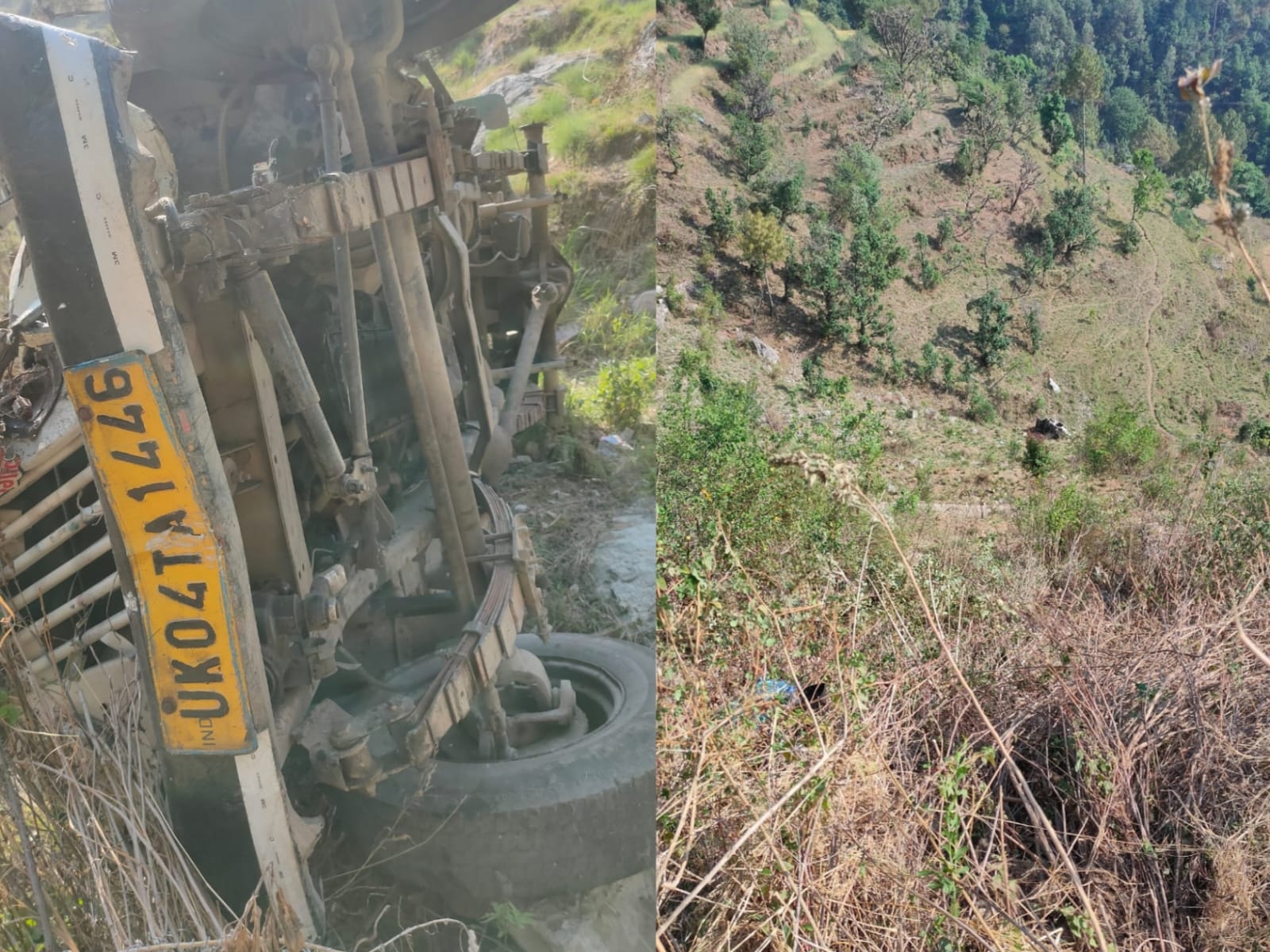 दर्दनाक हादसा:-धारी ब्लॉक में खाई में गिरी मैक्स, दो की मौत—चार घायल